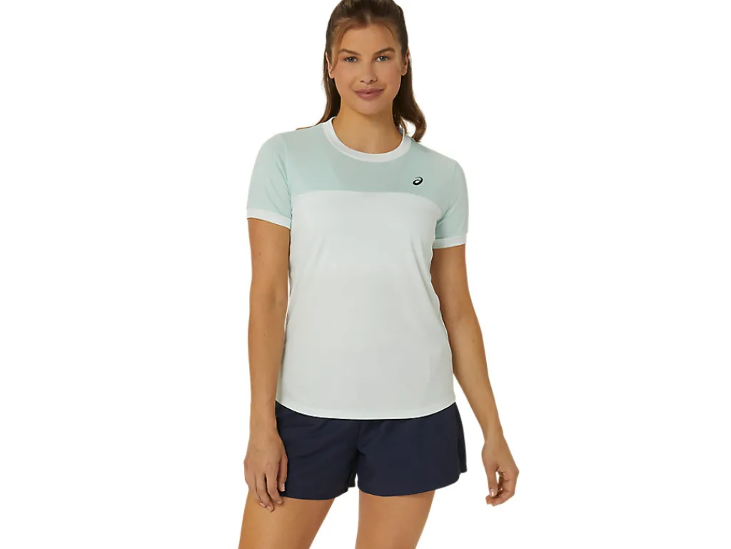 Kleding|Shirts met korte mouwen>ASICS COURT SS TOP Pale Mint/Pale Blue