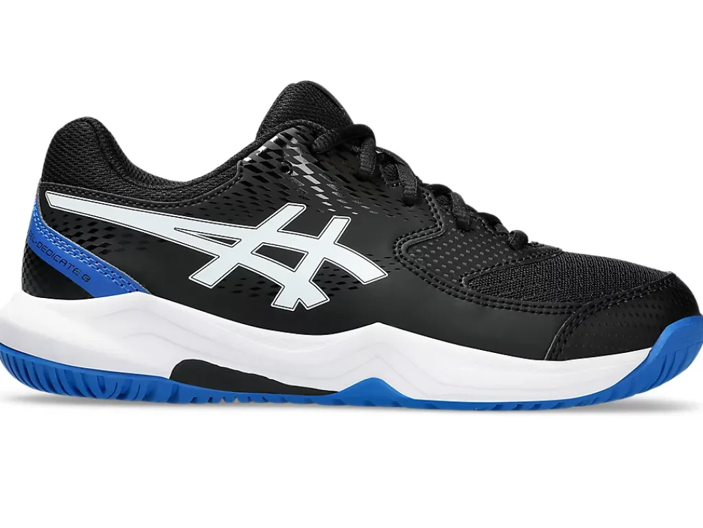 Tennisschoenen|Tennis>ASICS GEL-DEDICATE 8 GS Black/Tuna Blue