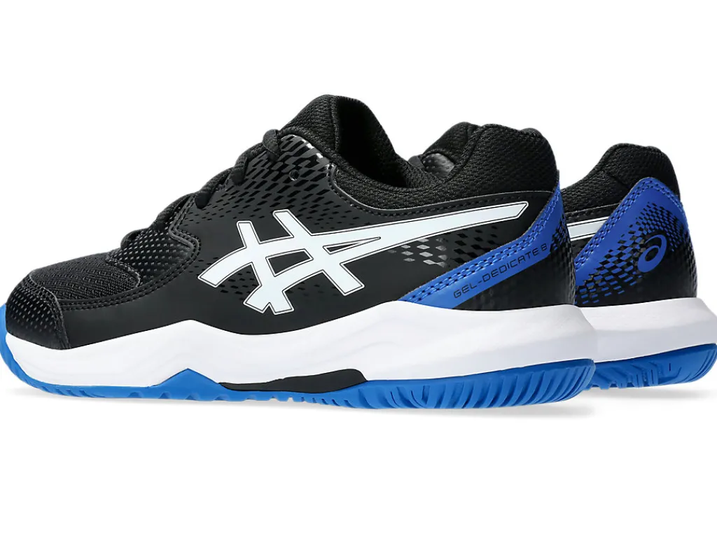Tennisschoenen|Tennis>ASICS GEL-DEDICATE 8 GS Black/Tuna Blue