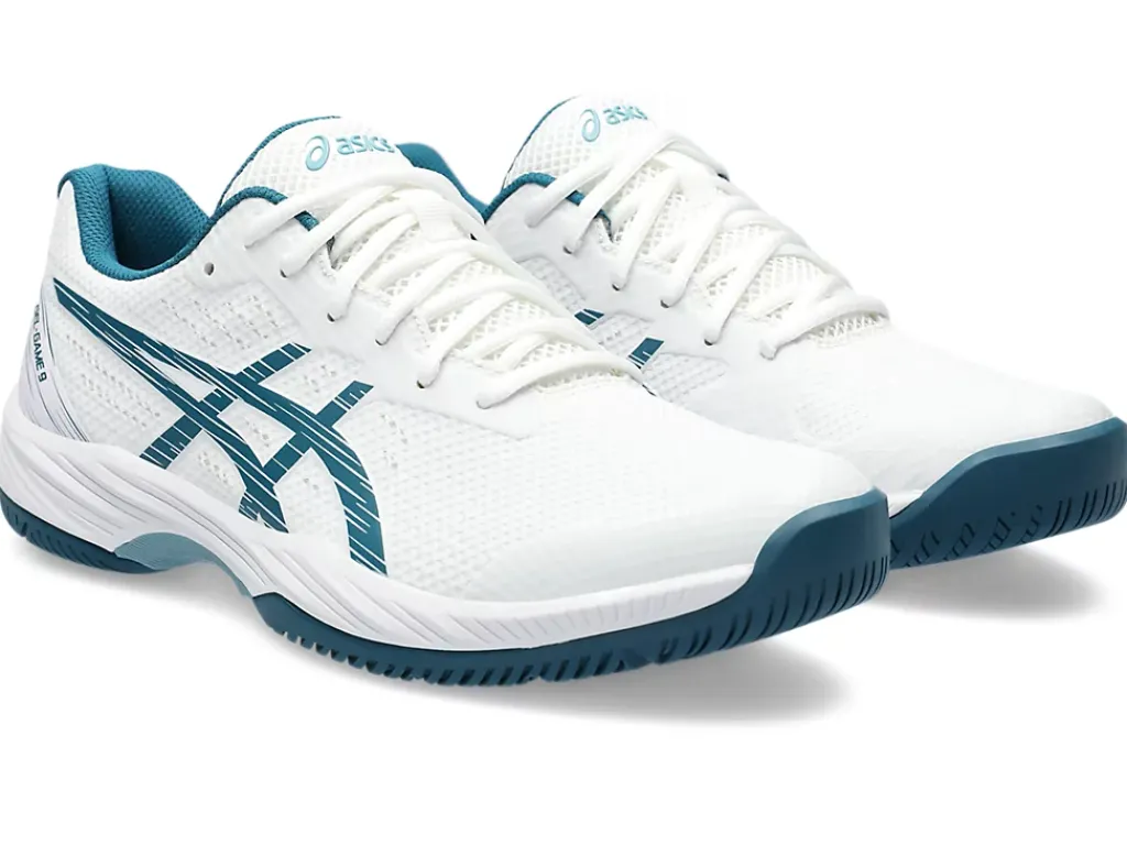 Tennisschoenen|Tennis>ASICS GEL-GAME 9 White/Restful Teal