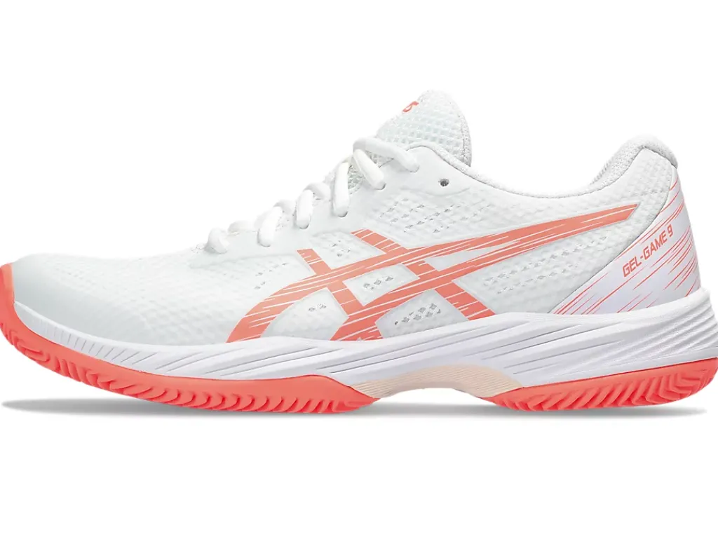 Tennisschoenen|Tennis>ASICS GEL-GAME 9 CLAY/OC White/Sun Coral